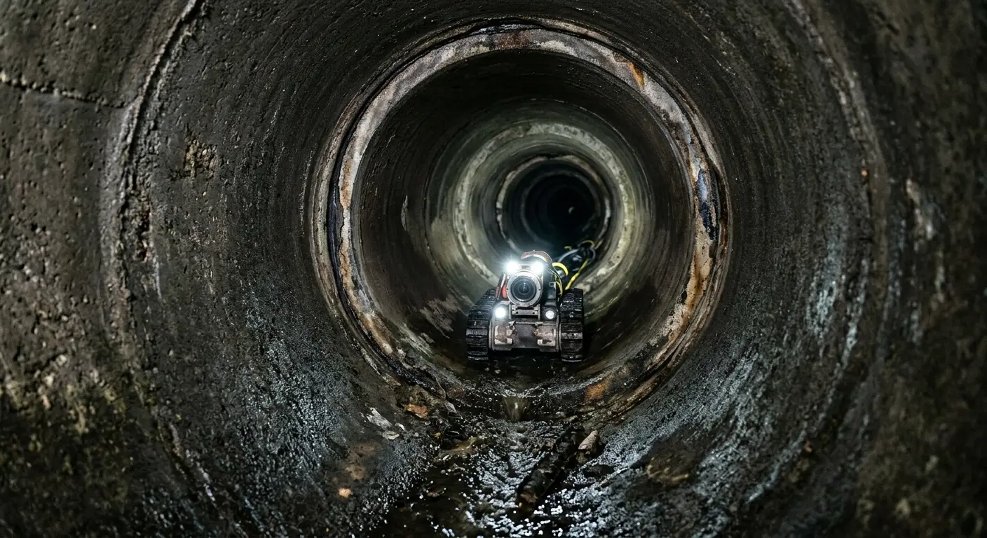 Robotic sewer camera inspecting pipe interior for Sewer Line Repair in Fountain